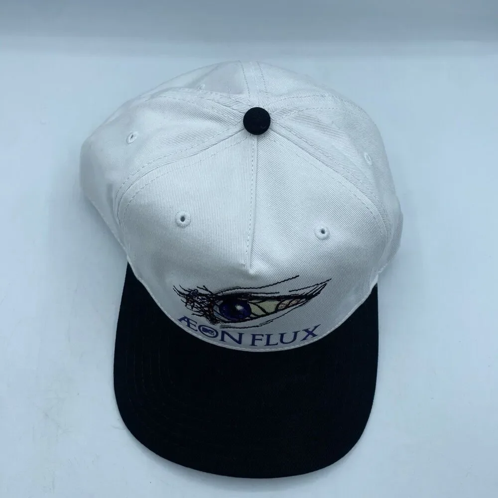 Aeon Flux Hat MTV White White Adjustable Cap Snapback Logo Casual TV Show NWOT